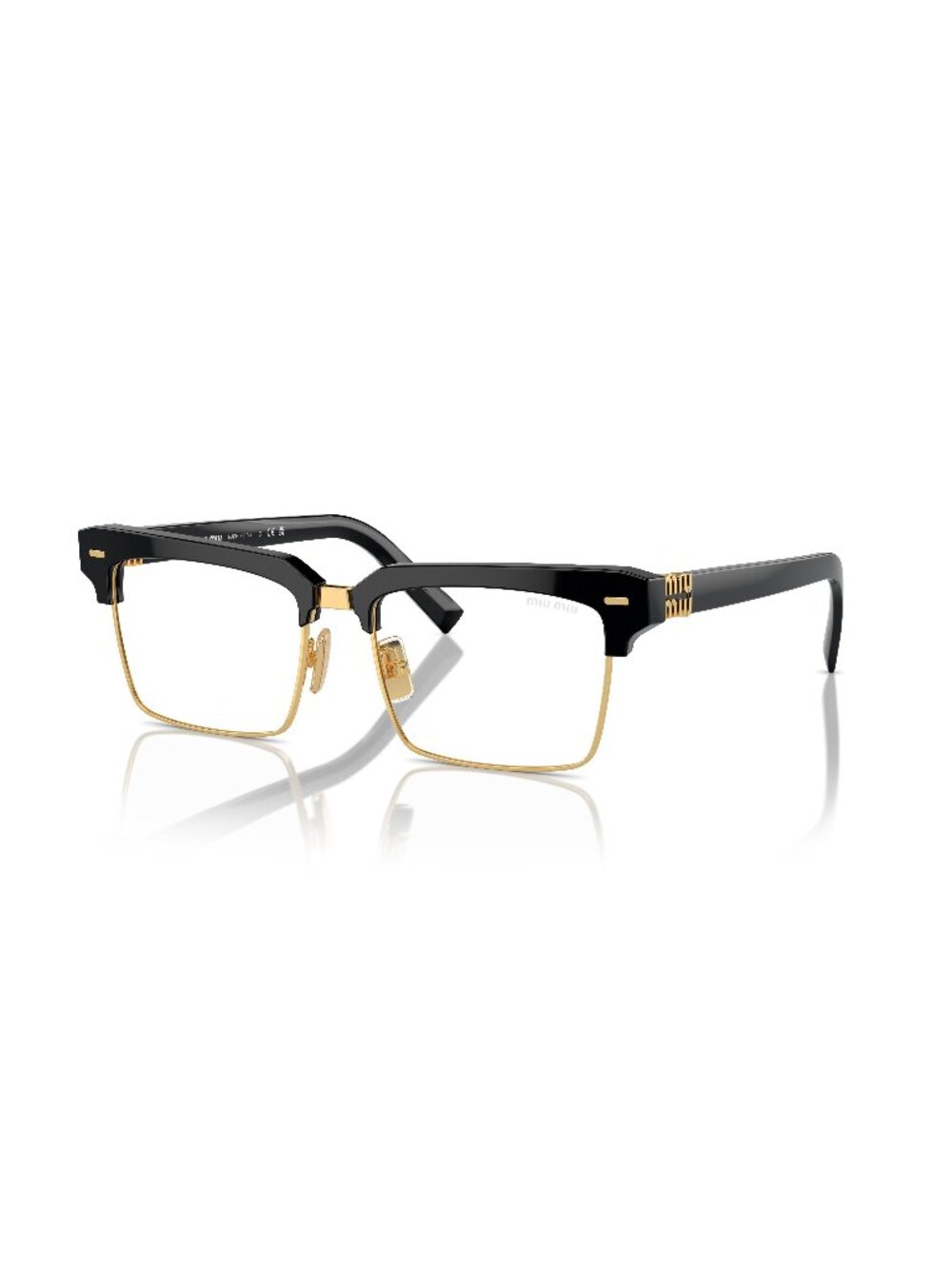 New Miu Miu Women's Sunglasses Black Square Transparent Lens Acetate Frame MU 54